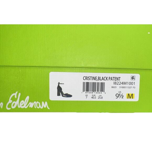 Sam Edelman Womens 9.5 Black Patent Heels Cristine Ankle Strap Closed NEW - Picture 4 of 9